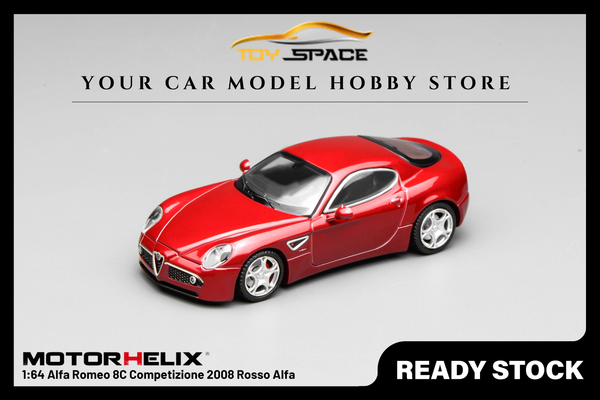 [MOTORHELIX] 1:64 Alfa Romeo 8C Competizione 2008 Rosso Alfa - Toy Space Diecast Online Store Singapore