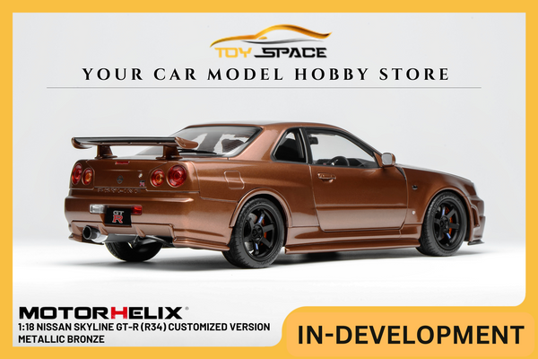 [MOTORHELIX] 1:18 Nissan Skyline GT-R (R34) Customized Version Metallic Bronze