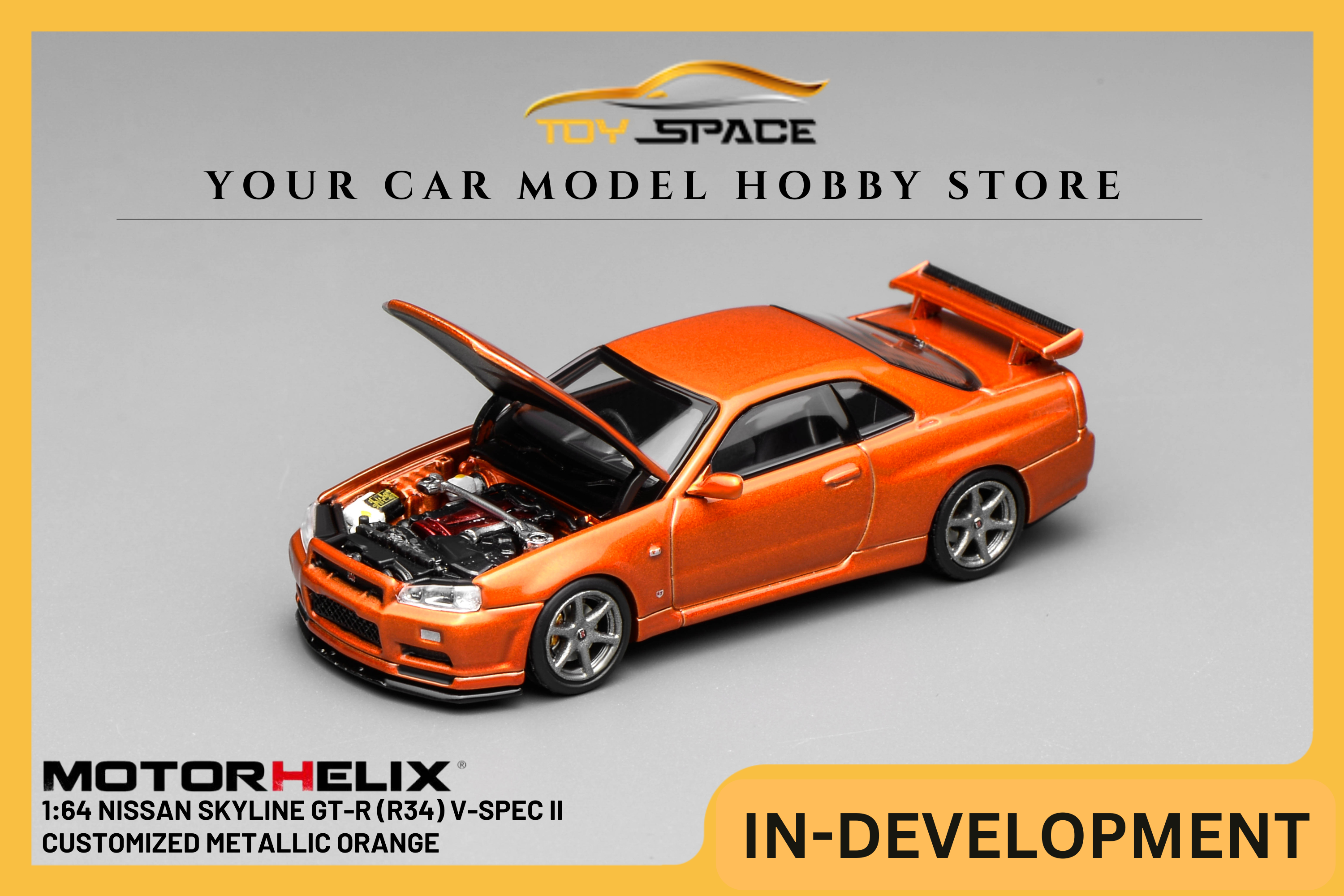 [MOTORHELIX] 1:64 Nissan Skyline GT-R (R34) V-Spec II Customized Metallic Orange