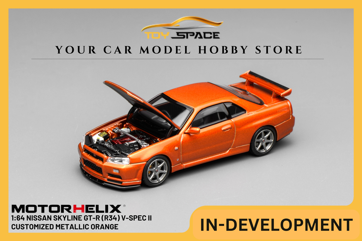 [MOTORHELIX] 1:64 Nissan Skyline GT-R (R34) V-Spec II Customized Metallic Orange