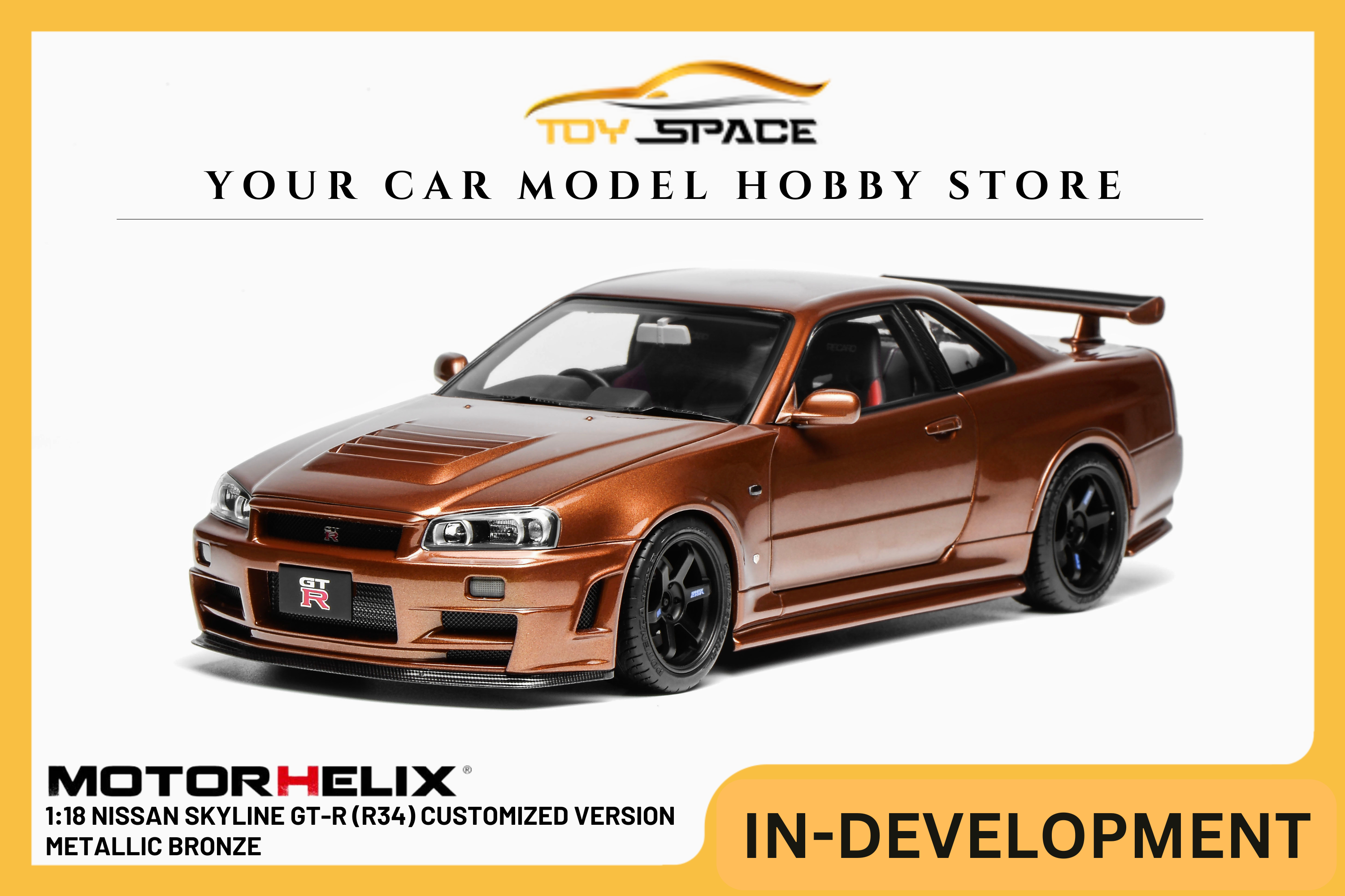 [MOTORHELIX] 1:18 Nissan Skyline GT-R (R34) Customized Version Metallic Bronze