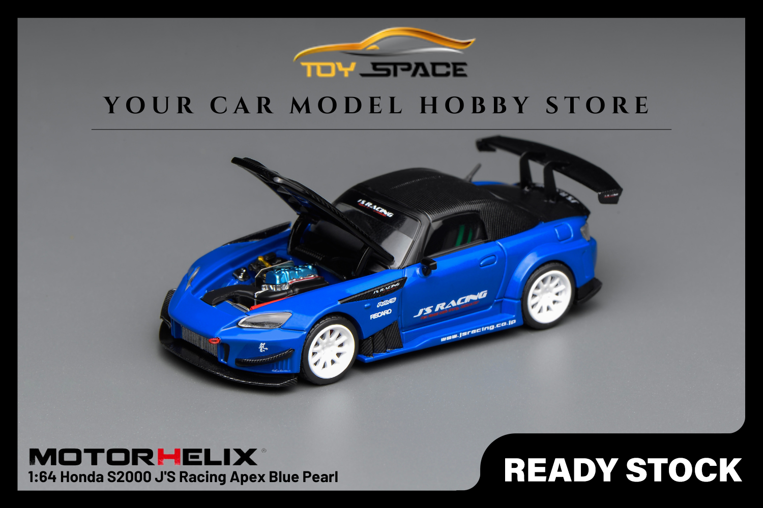 [MOTORHELIX] 1:64 Honda S2000 J'S Racing Apex Blue Pearl - Toy Space Diecast Online Store Singapore