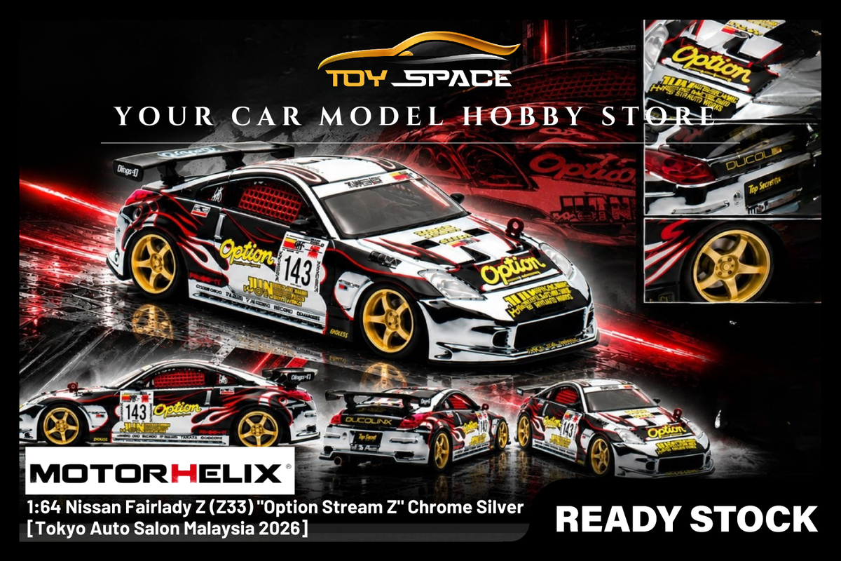 [MOTORHELIX] 1:64 Nissan Fairlady Z (Z33) "Option Stream Z" Chrome Silver [Tokyo Auto Salon Malaysia 2026]