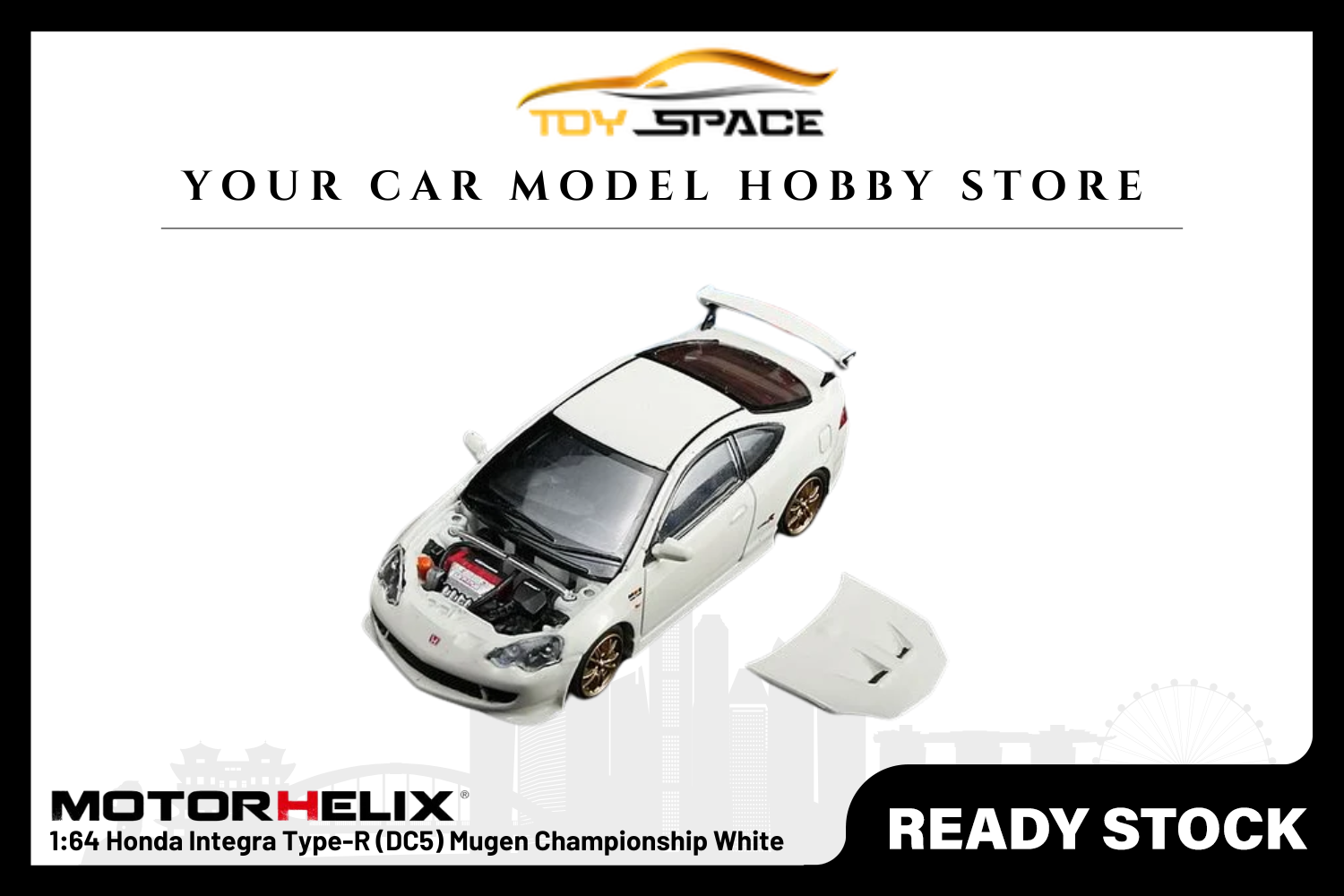 [MOTORHELIX] 1:64 Honda Integra Type-R (DC5) Mugen Championship White - Toy Space Diecast Online Store Singapore