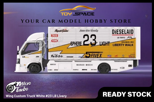 [MICRO TURBO] 1:64 Wing Custom Truck White #23 LB Livery
