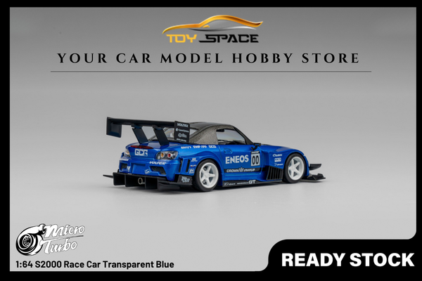 [MICRO TURBO] 1:64 S2000 Race Car Transparent Blue