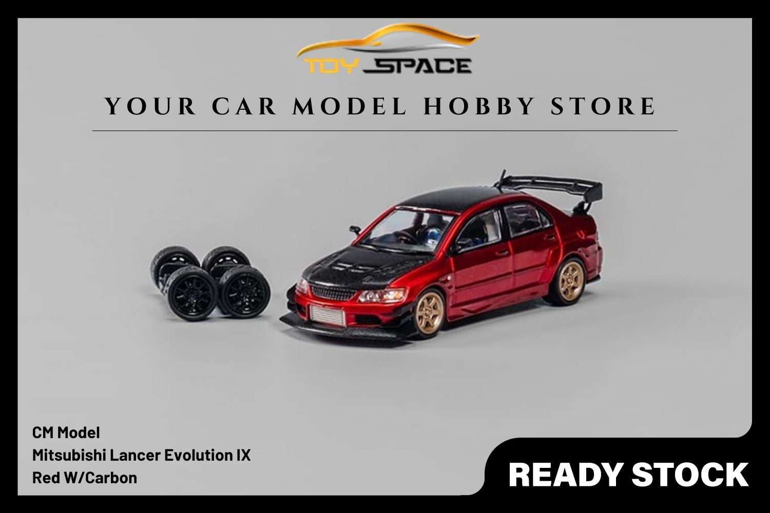 [CM MODEL] 1/64 Misubishi Lancer EVO IX Metallic Red with Carbon Bonnet