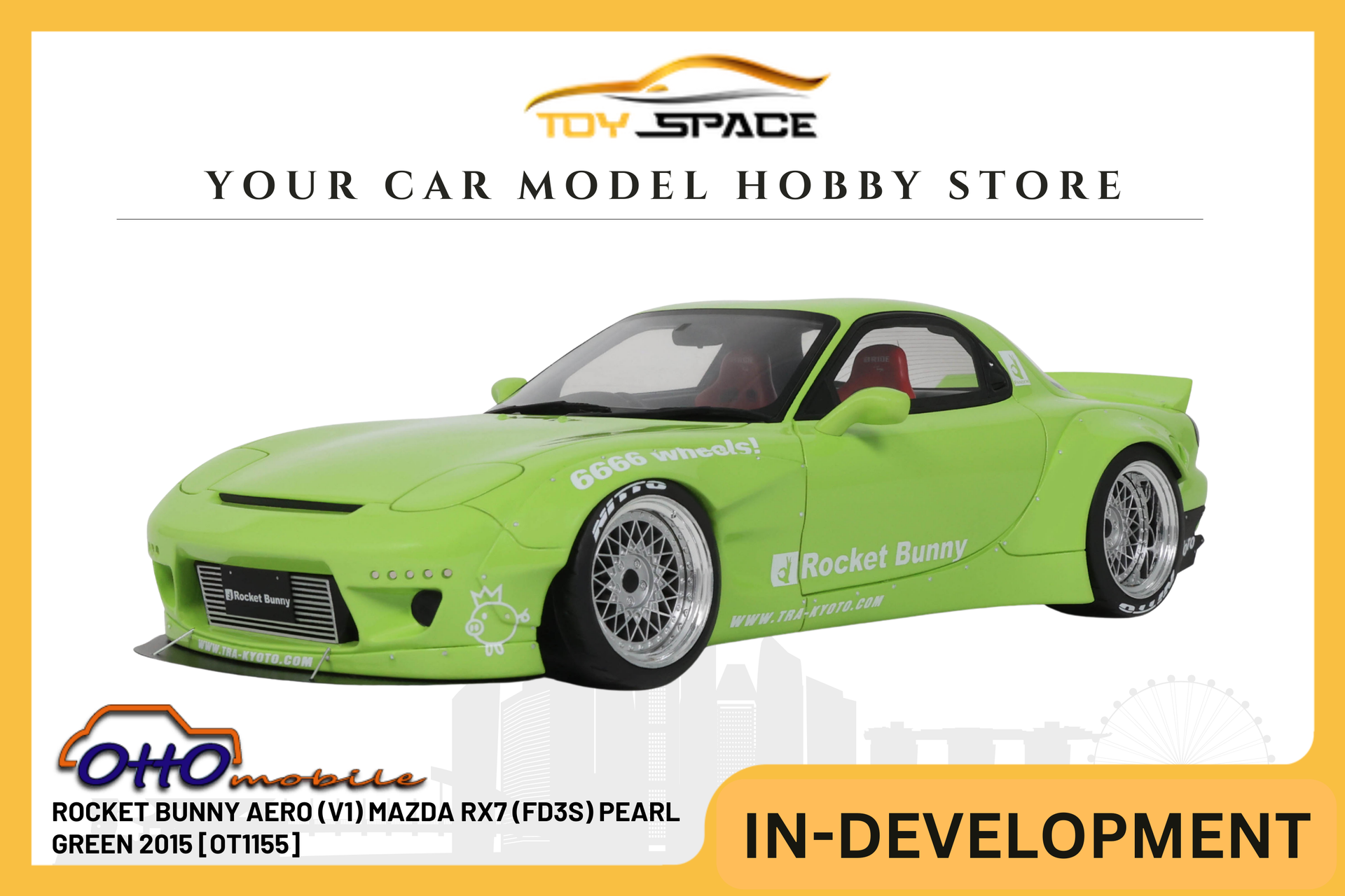 OTTOMOBILE] 1:18 Rocket Bunny Aero (V1) Mazda RX7 (FD3S) Pearl Green