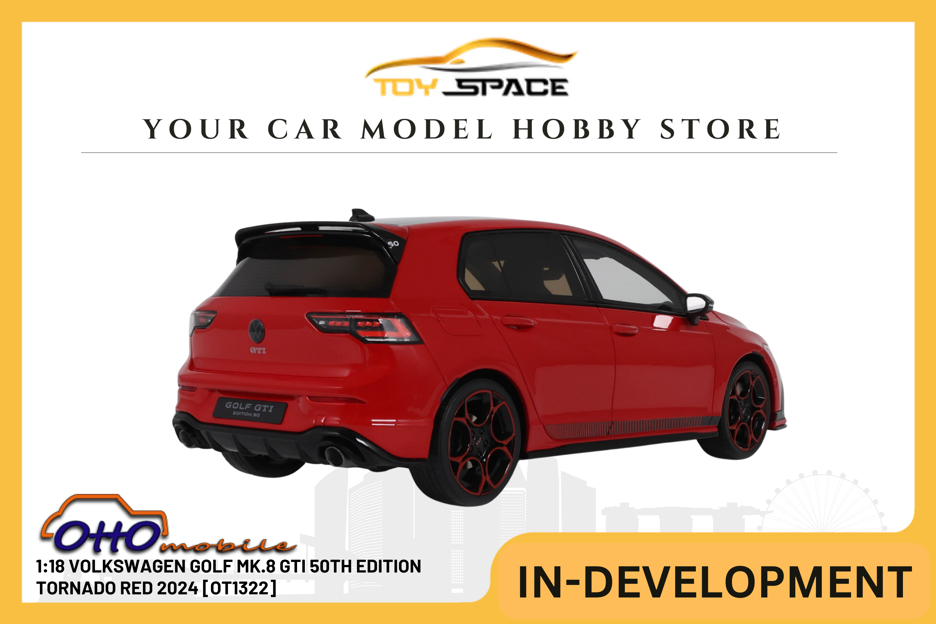 [OTTOMOBILE] 1:18 Volkswagen Golf MK.8 GTI 50th Edition Tornado Red 2024 [OT1322]
