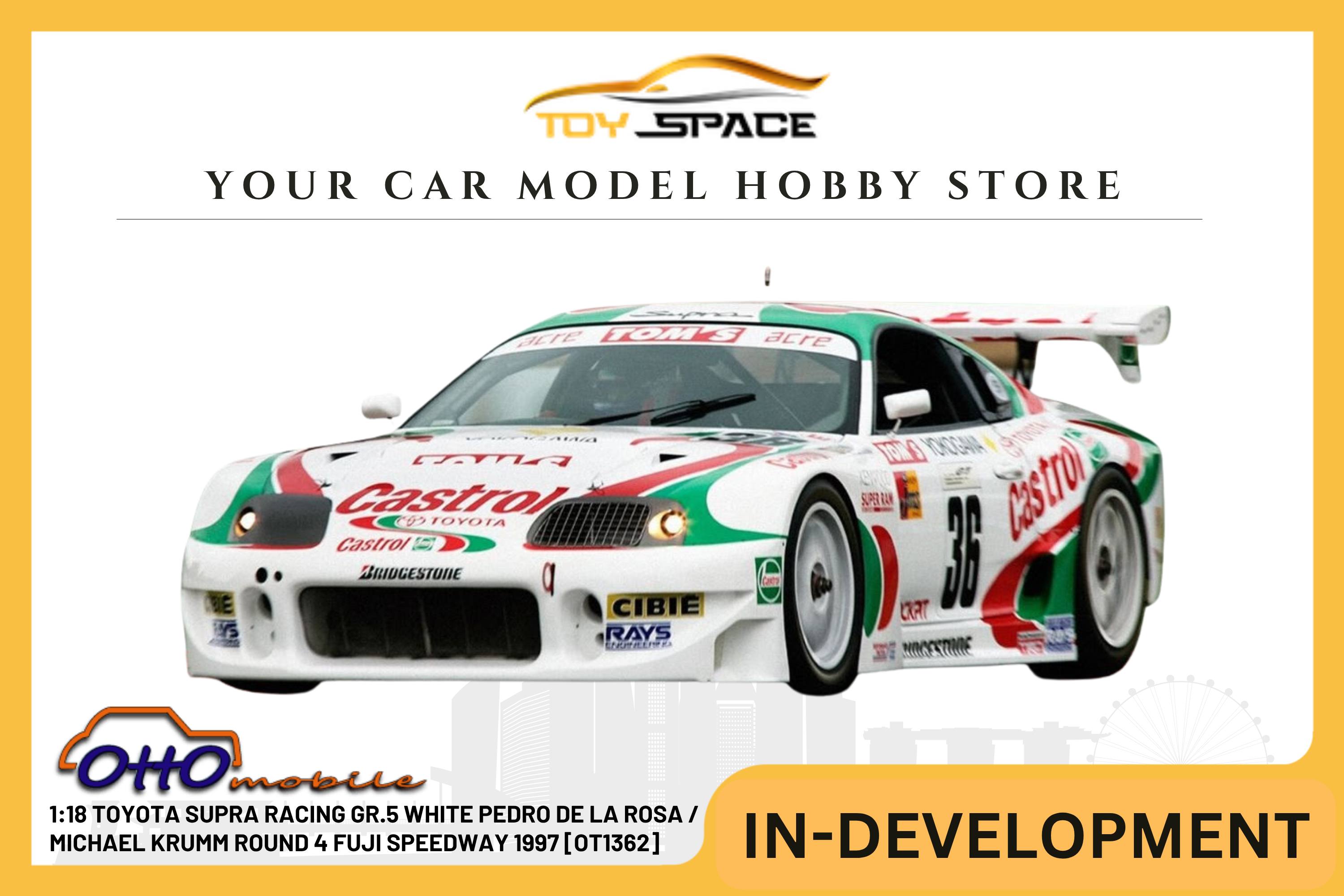 [OTTOMOBILE] 1:18 Toyota Supra Racing GR.5 White Pedro De La Rosa / Michael Krumm Round 4 Fuji Speedway 1997 [OT1362]