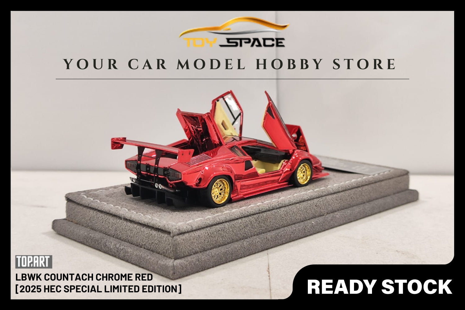 [TOPART] 1:64 LBWK Countach Chrome Red [2025 HEC Special Limited Edition]