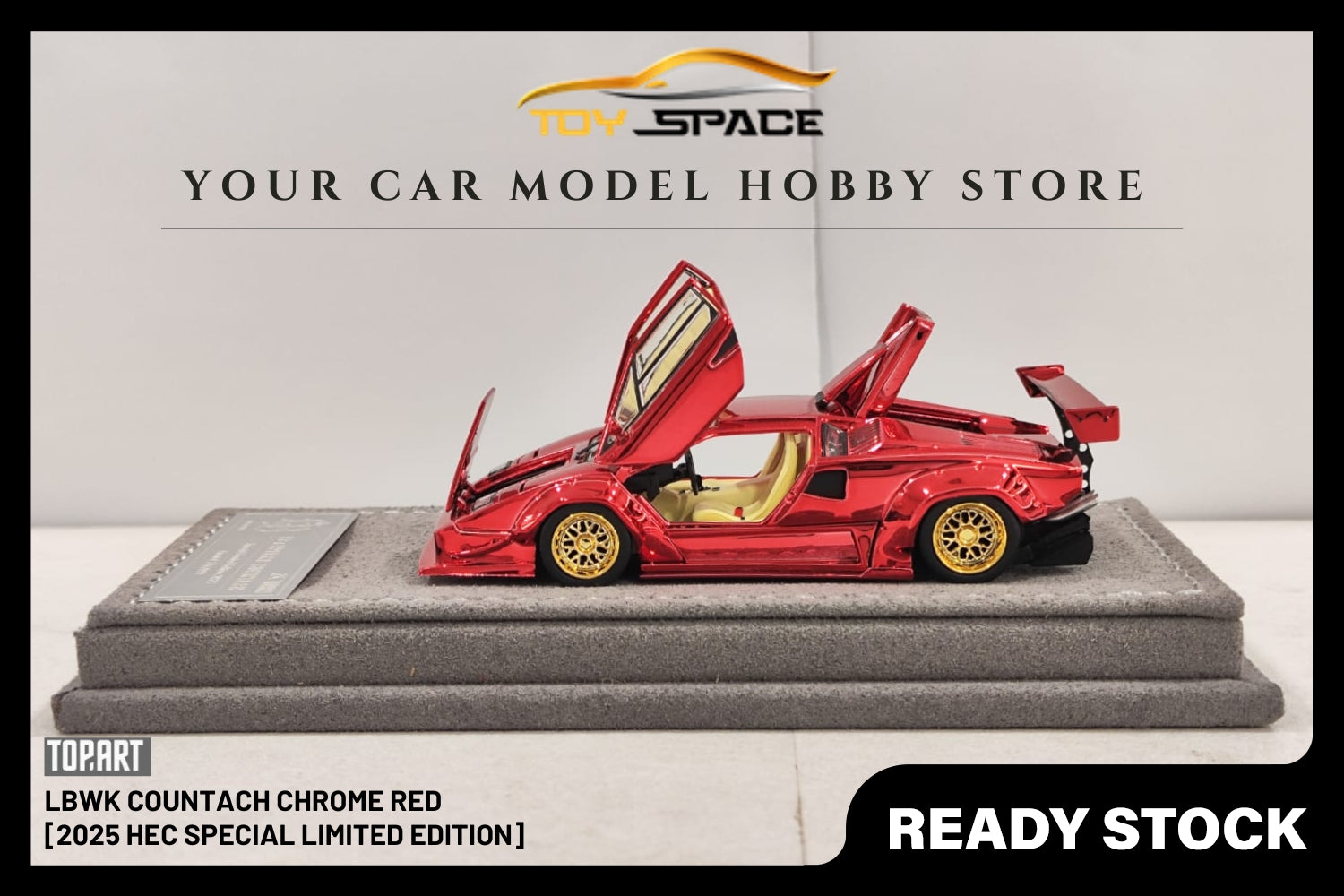 [TOPART] 1:64 LBWK Countach Chrome Red [2025 HEC Special Limited Edition]