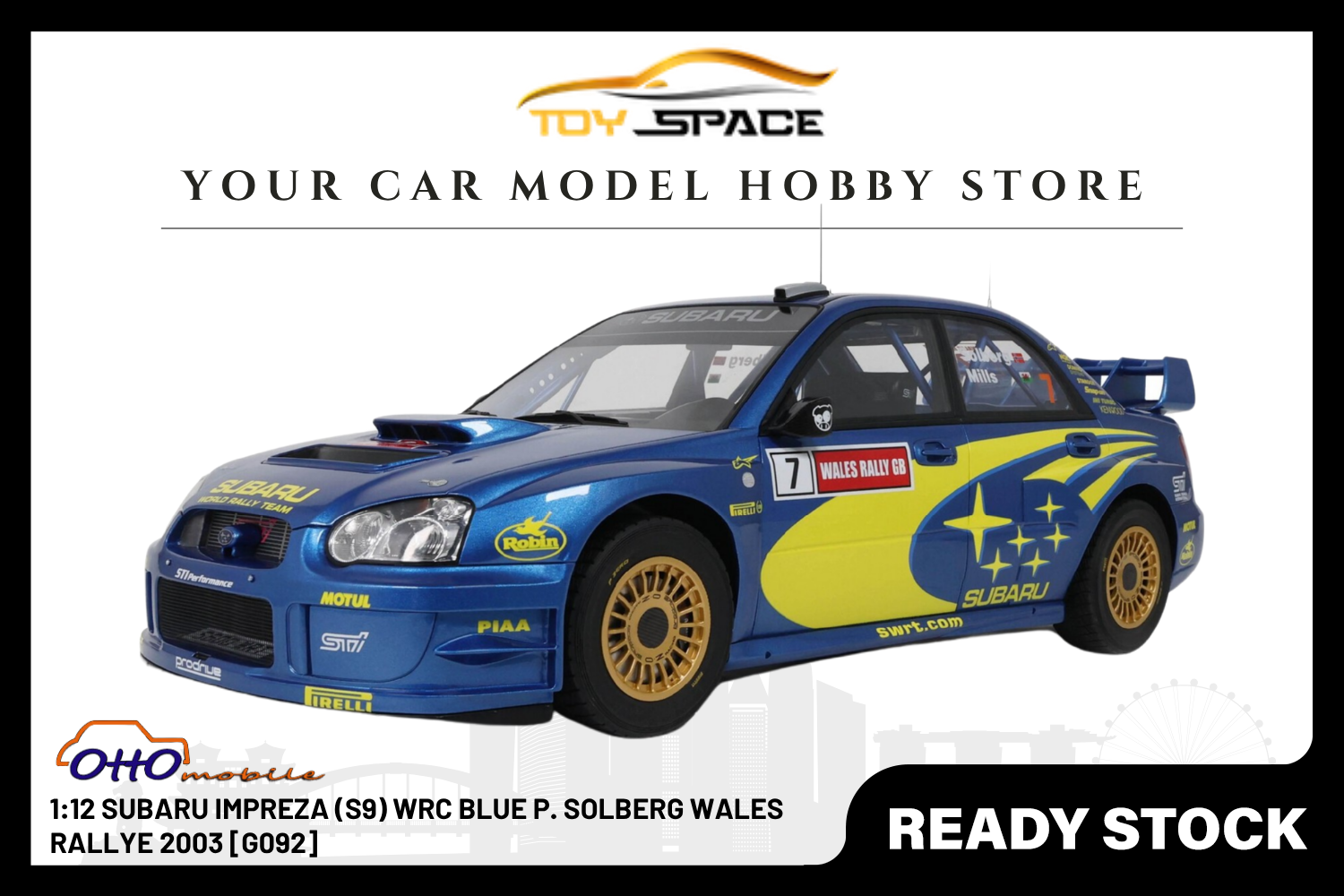 [OTTOMOBILE] 1:12 Subaru Impreza (S9) WRC Blue P. Solberg Wales Rallye 2003 [G092]