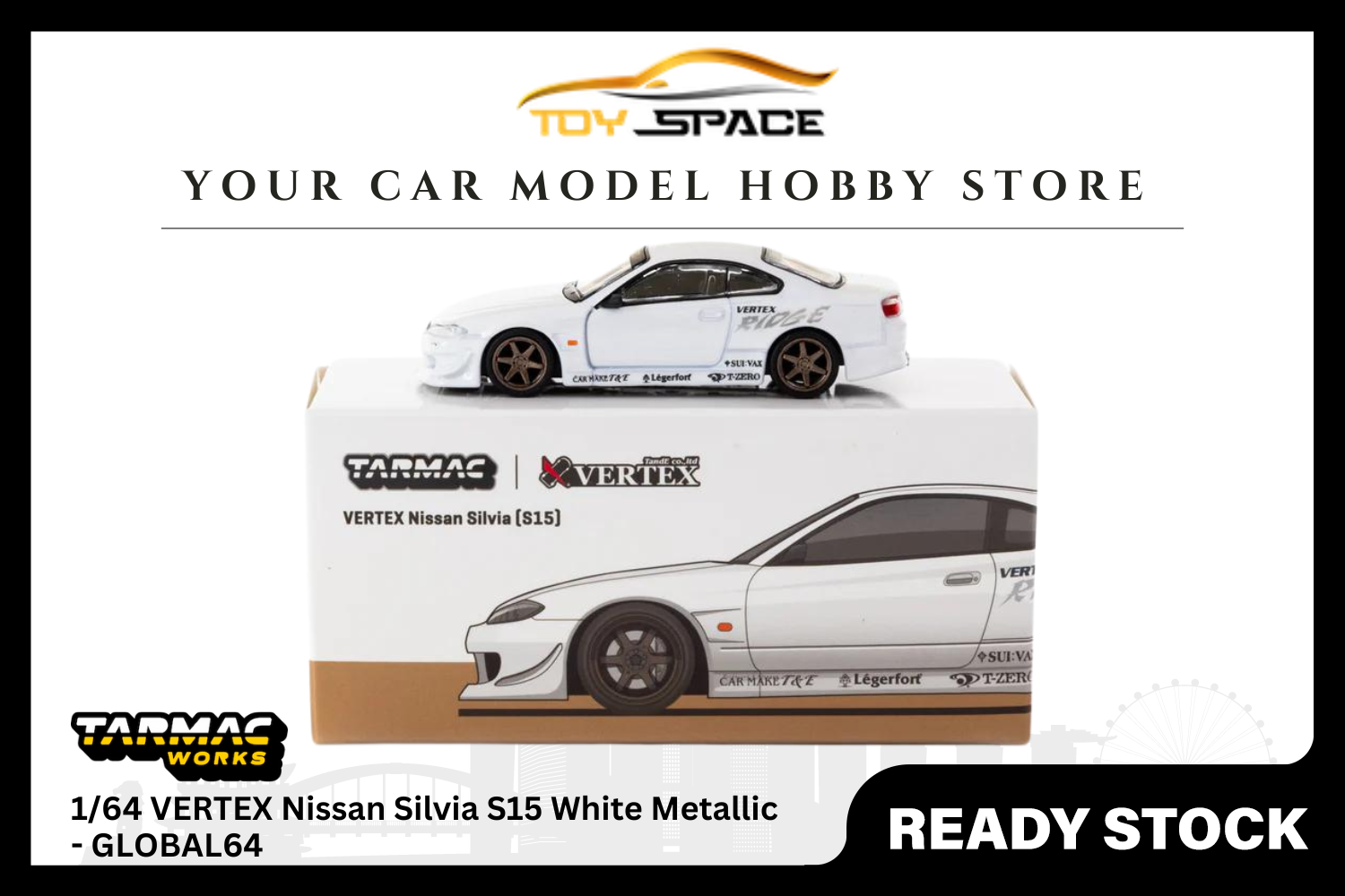 [TARMAC WORKS] 1/64 VERTEX Nissan Silvia S15 White Metallic - GLOBAL64