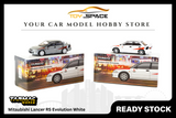 [TARMAC WORKS] 1/64 Mitsubishi Lancer RS Evolution White [Lamley Special Edition] - Toy Space Diecast Online Store Singapore