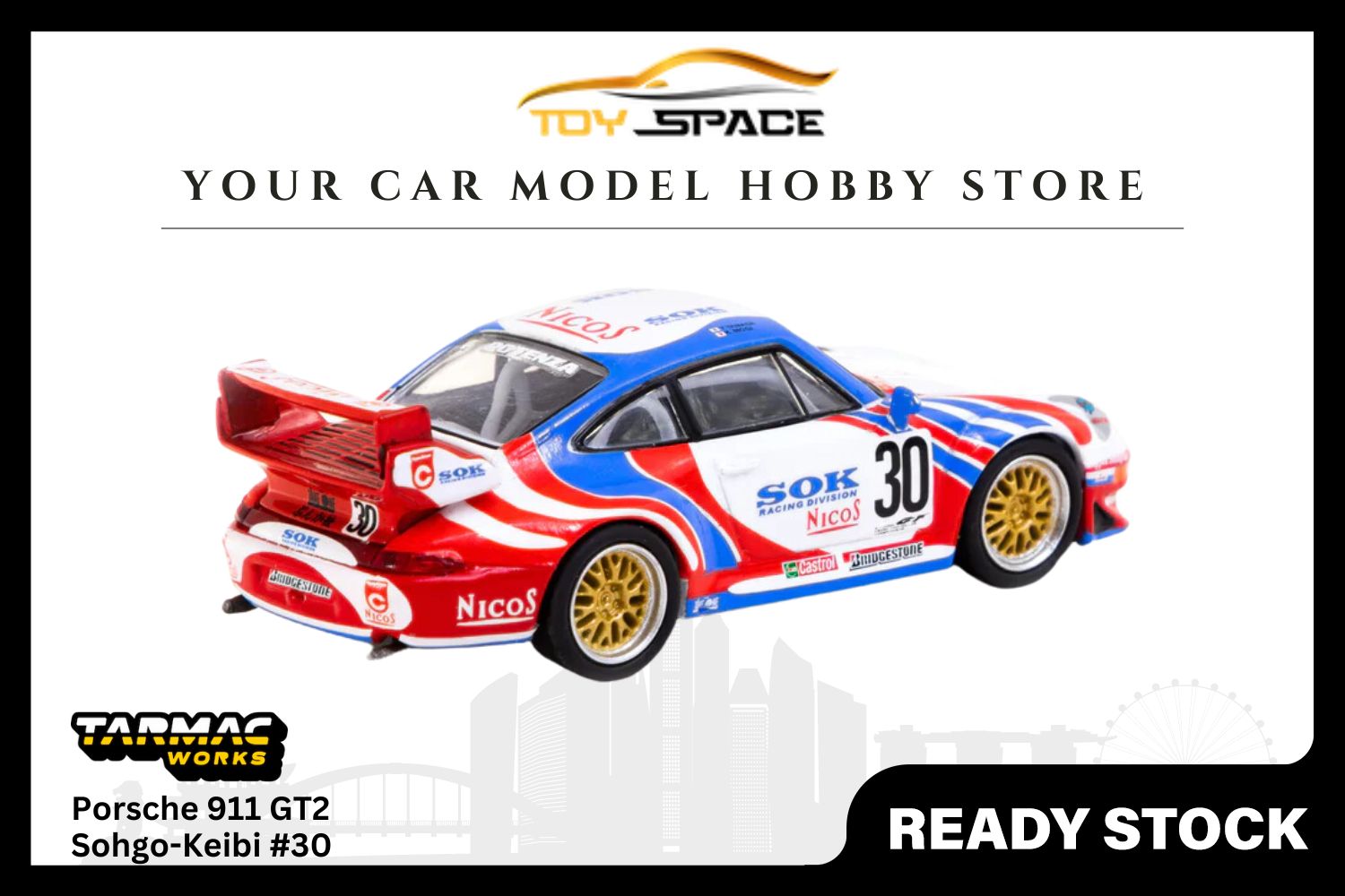 [TARMAC WORKS] 1/64 Porsche 911 GT2 Sohgo-Keibi #30 - COLLAB64