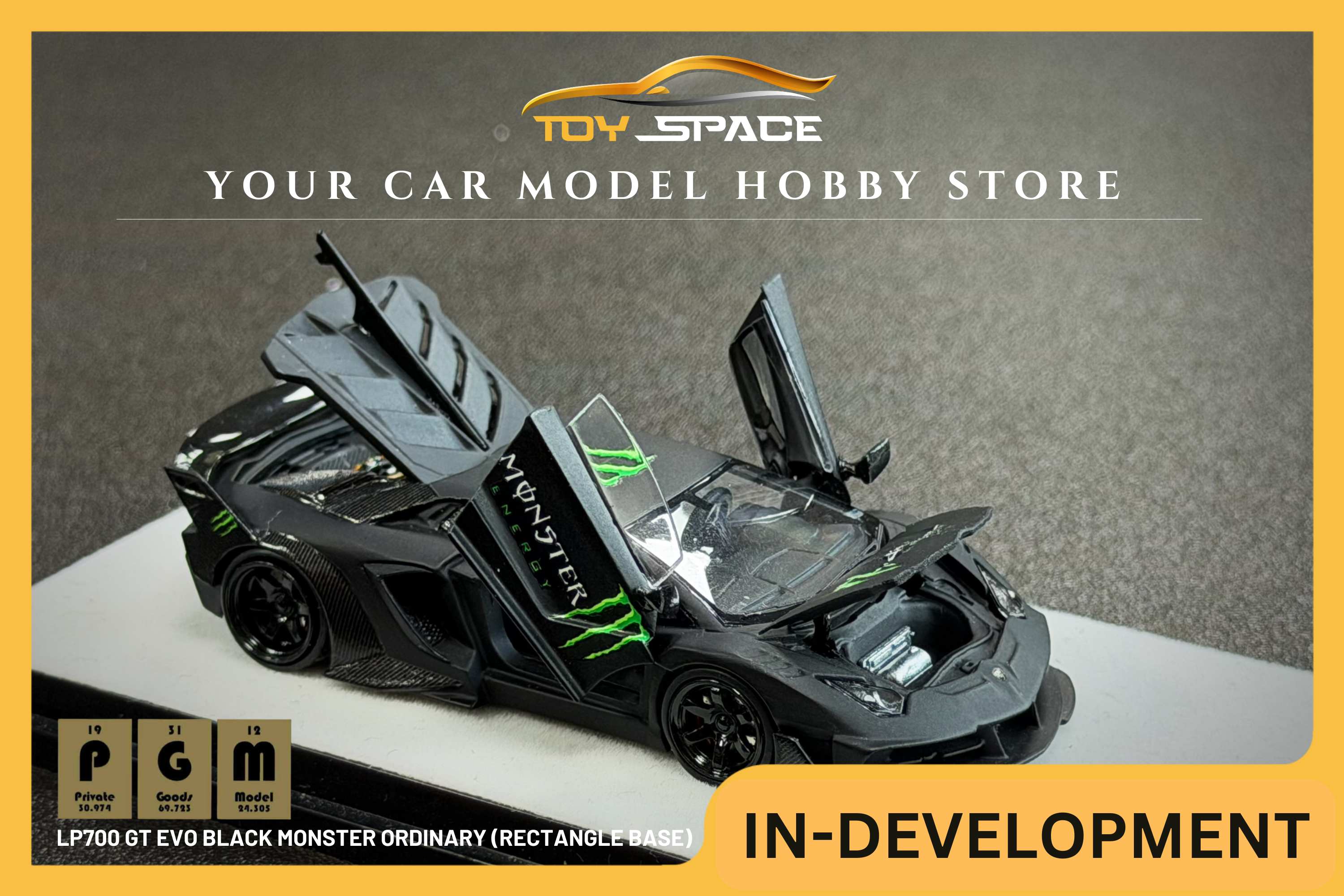 [PGM] 1:64 LP700 GT Evo Black Monster Ordinary (Rectangle Base) - Toy Space Diecast Online Store Singapore