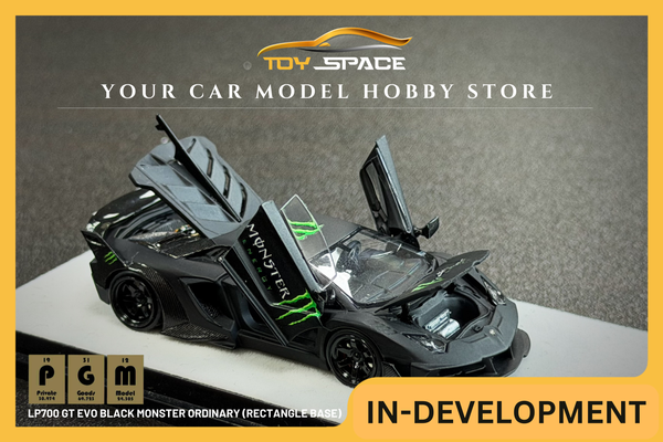 [PGM] 1:64 LP700 GT Evo Black Monster Ordinary (Rectangle Base) - Toy Space Diecast Online Store Singapore