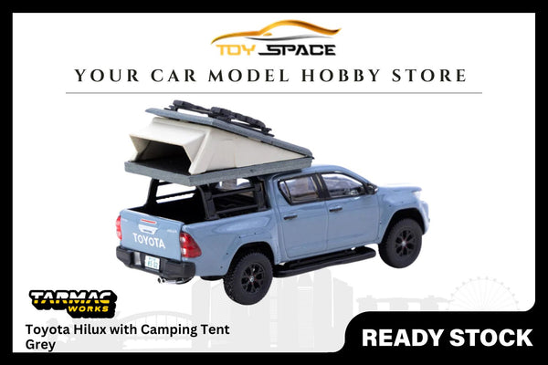 [TARMAC WORKS] 1/64 Toyota Hilux Grey with Camping Tent - ROAD64