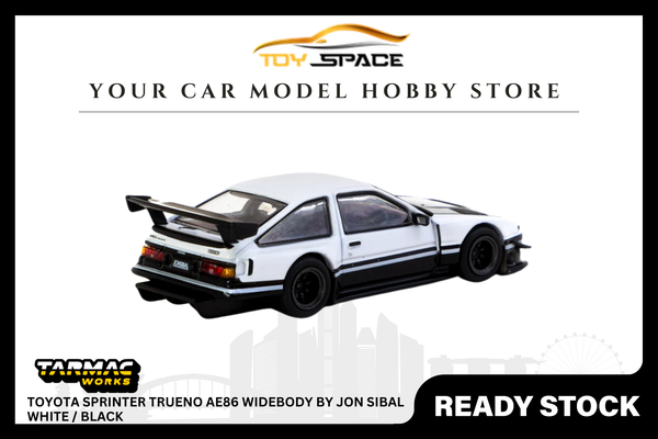 [TARMAC WORKS] 1:64 Toyota Sprinter Trueno AE86 Widebody by Jon Sibal White / Black - GLOBAL64