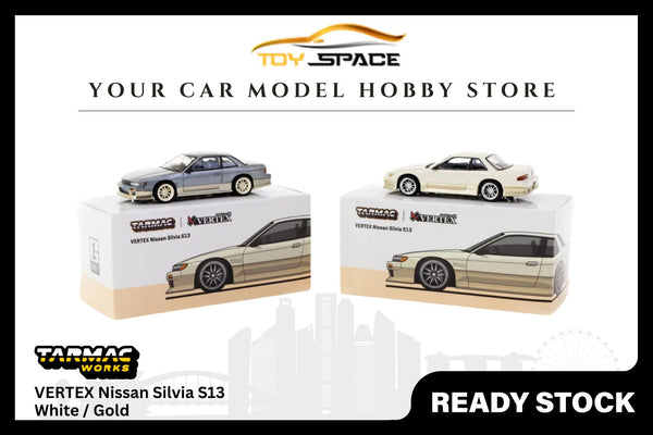 [TARMAC WORKS] 1/64 VERTEX Nissan Silvia S13 White / Gold - GLOBAL64