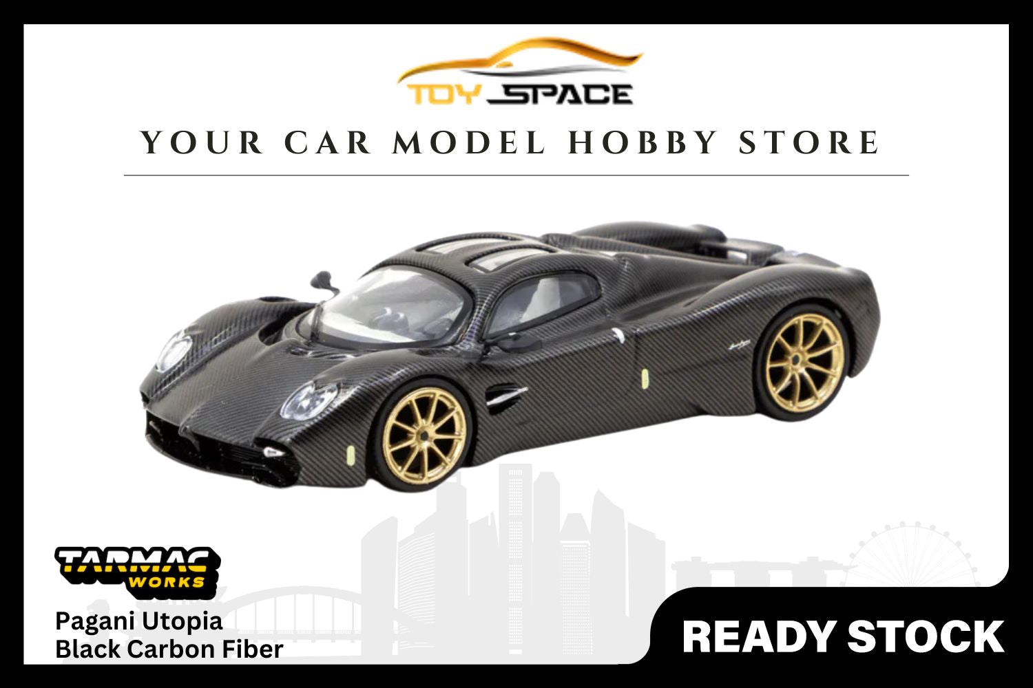 [TARMAC WORKS] 1/64 Pagani Utopia Black Carbon Fiber - GLOBAL64