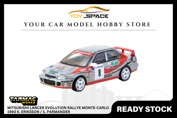 [TARMAC WORKS] 1/64 Mitsubishi Lancer Evolution Rallye Monte-Carlo 1993 K. Eriksson / S. Parmander - GLOBAL64