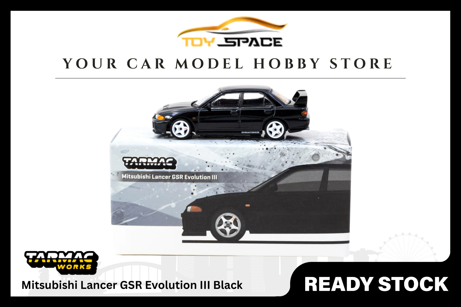 [TARMAC WORKS] 1/64 Mitsubishi Lancer GSR Evolution III Black - GLOBAL64