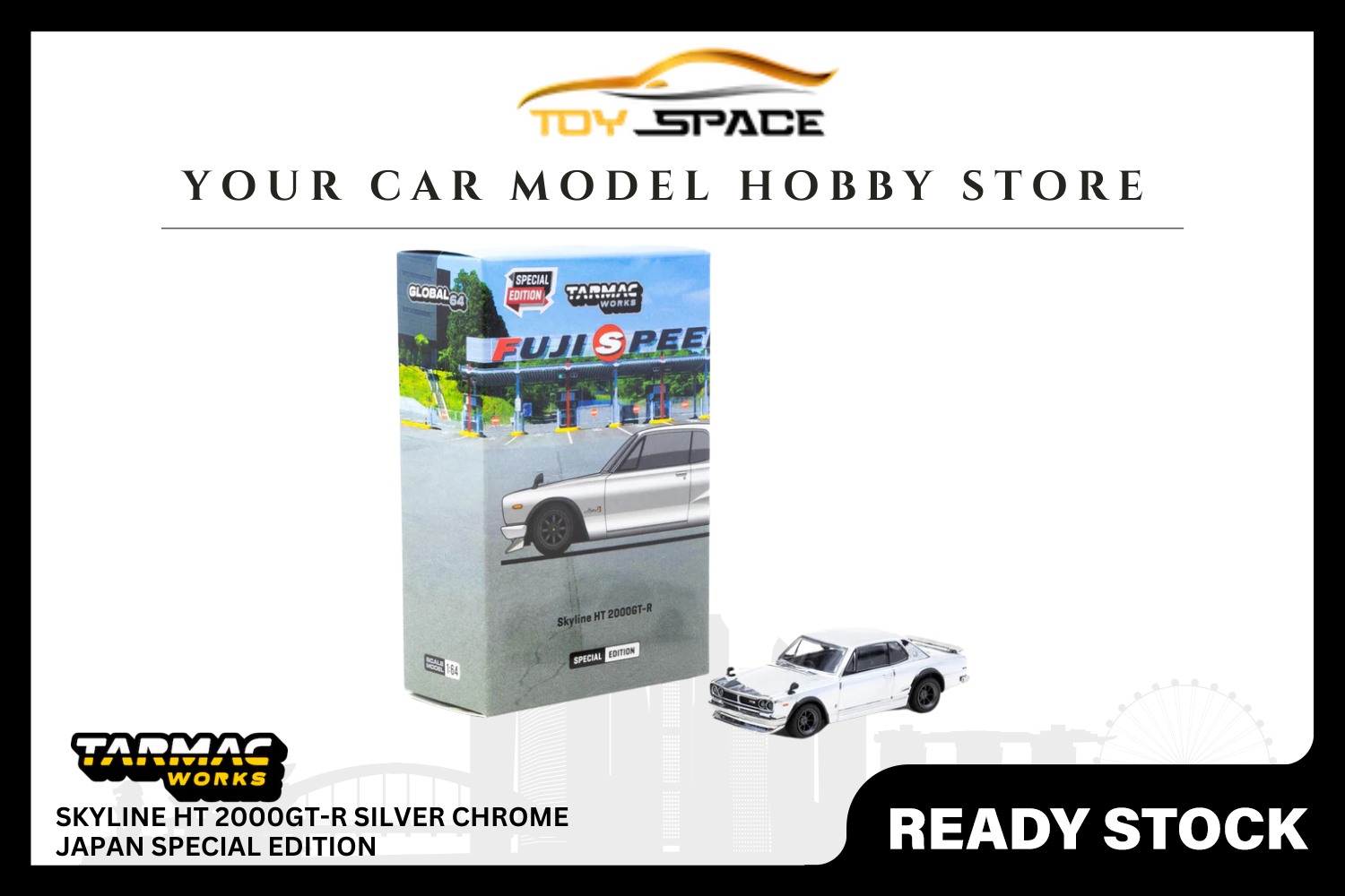 [TARMAC WORKS] 1:64 Skyline HT 2000GT-R Silver Chrome - Japan Special Edition