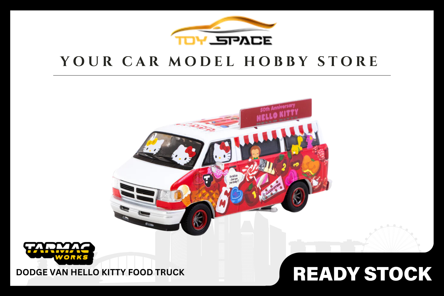 [TARMAC WORKS] 1:64 Dodge Van Hello Kitty Food Truck - GLOBAL64