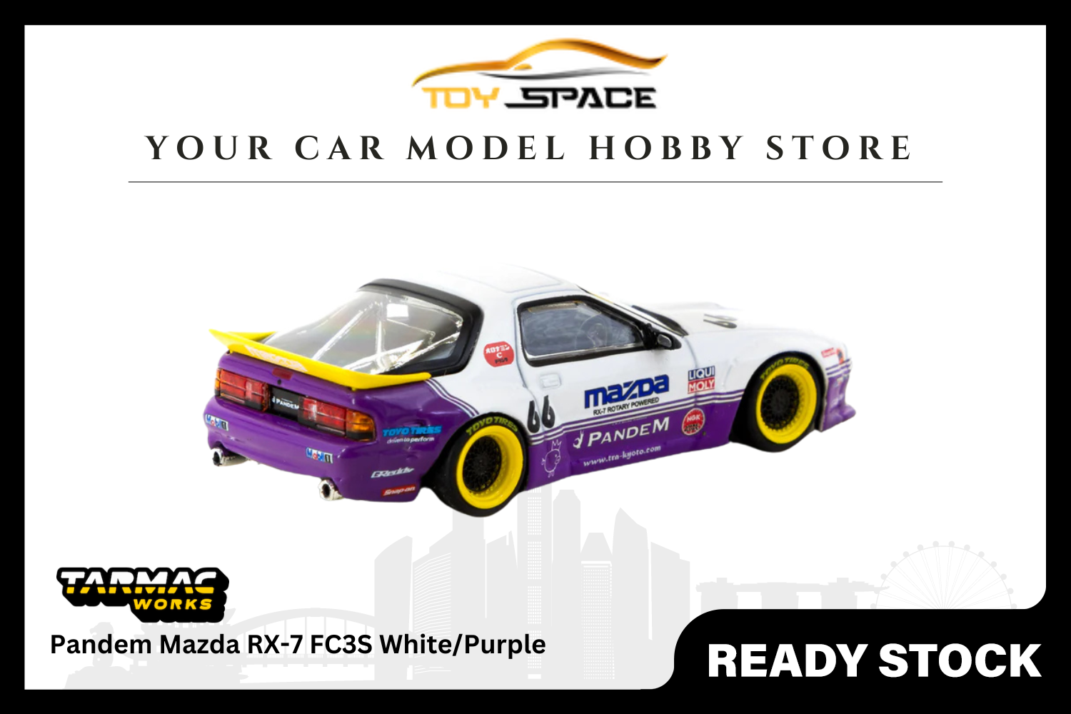 [TARMAC WORKS] 1/64 Pandem Mazda RX-7 FC3S White/Purple - HOBBY64