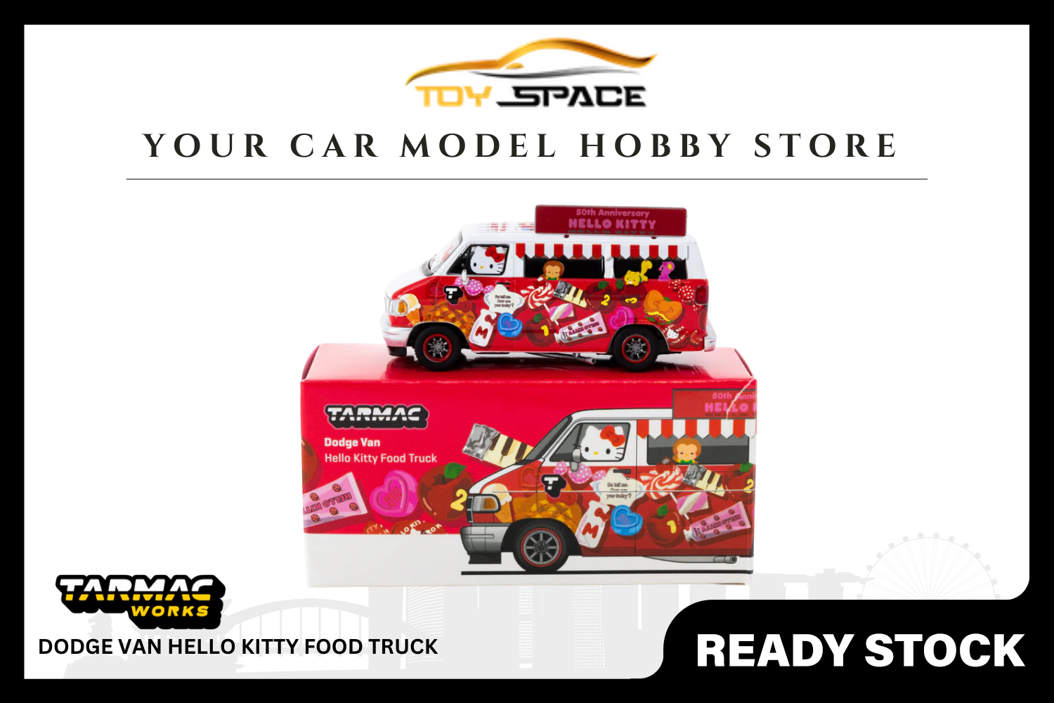 [TARMAC WORKS] 1:64 Dodge Van Hello Kitty Food Truck - GLOBAL64