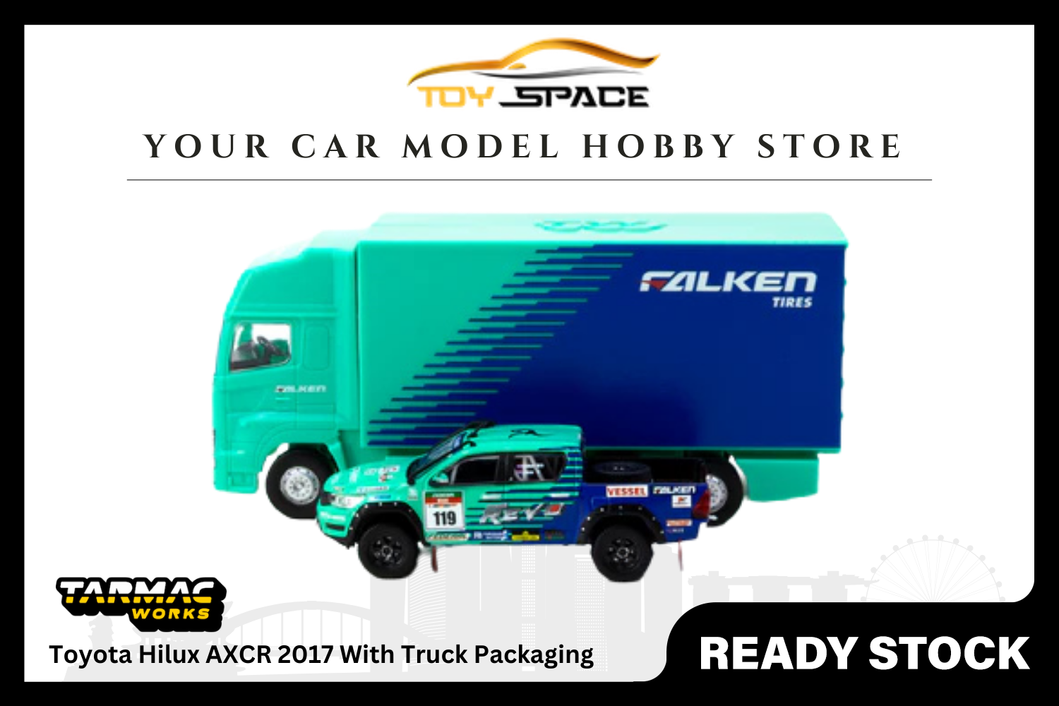 [TARMAC WORKS] 1:64 Toyota Hilux AXCR 2017 With Truck Packaging - HOBBY64