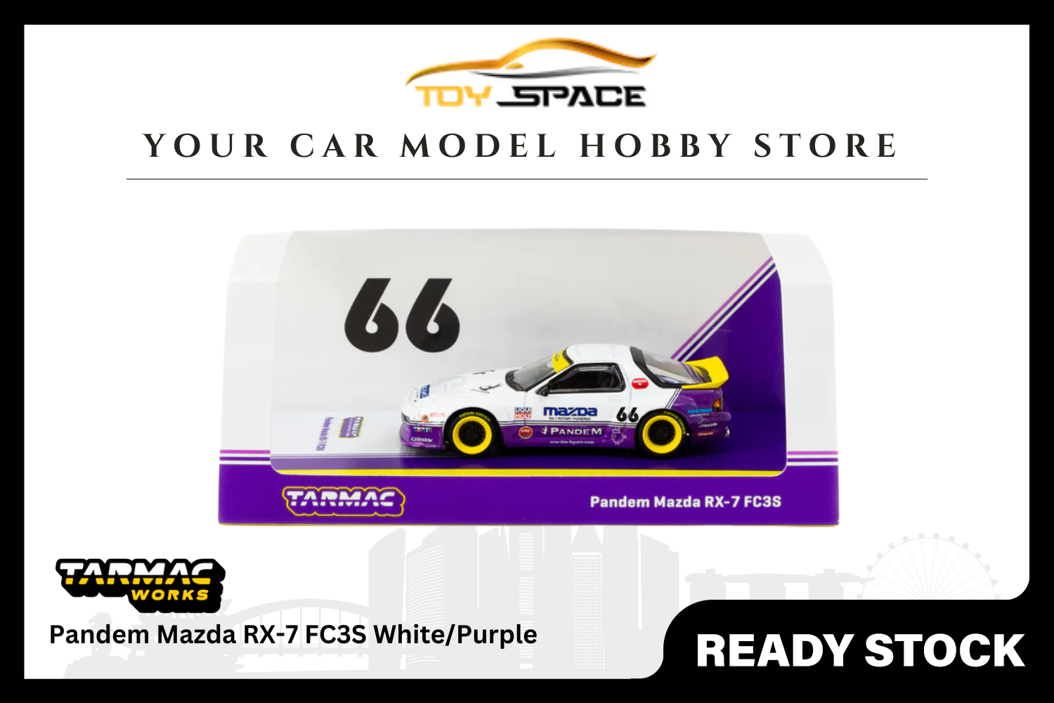 [TARMAC WORKS] 1/64 Pandem Mazda RX-7 FC3S White/Purple - HOBBY64