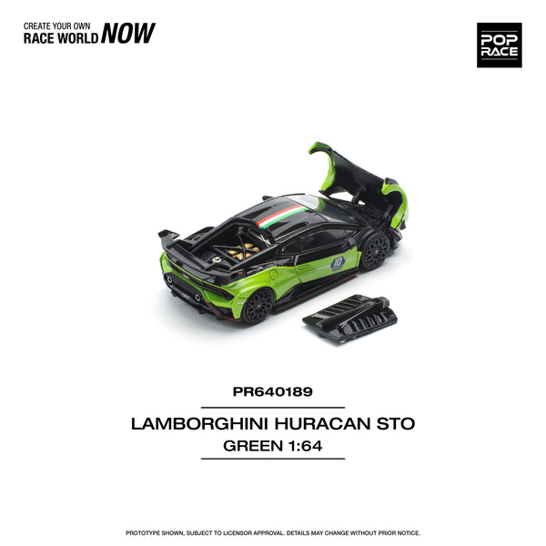 [POP RACE] 1:64 Lamborghini Huracan STO (LP640-2) 10 Anniversario - Green/Black