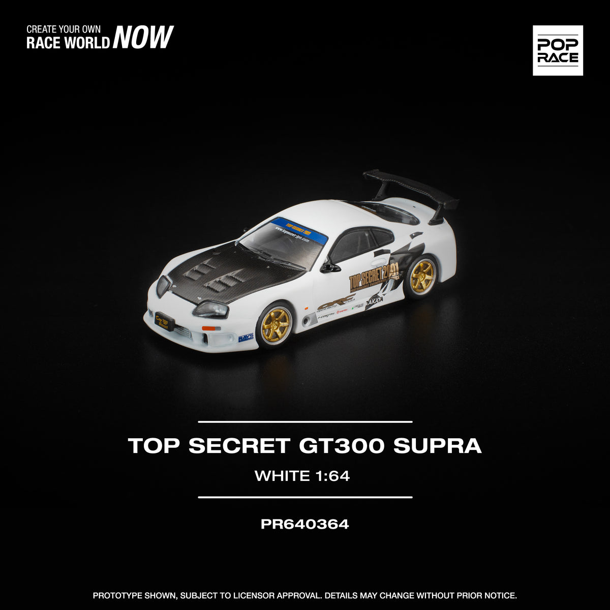 [POP RACE] 1:64 Top Secret GT300 Supra White - Toy Space Diecast Online Store Singapore