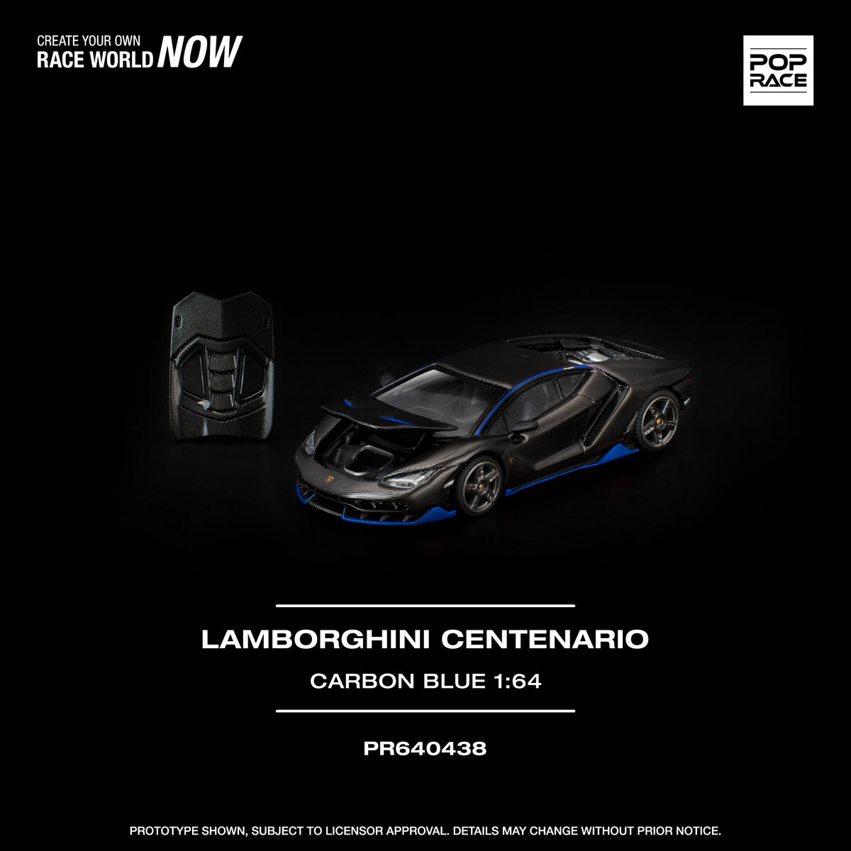 [POP RACE] 1:64 Lamborghini Centenario Carbon Blue - Toy Space Diecast Online Store Singapore