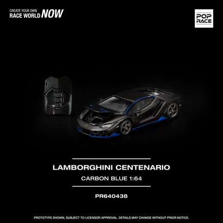[POP RACE] 1:64 Lamborghini Centenario Carbon Blue - Toy Space Diecast Online Store Singapore