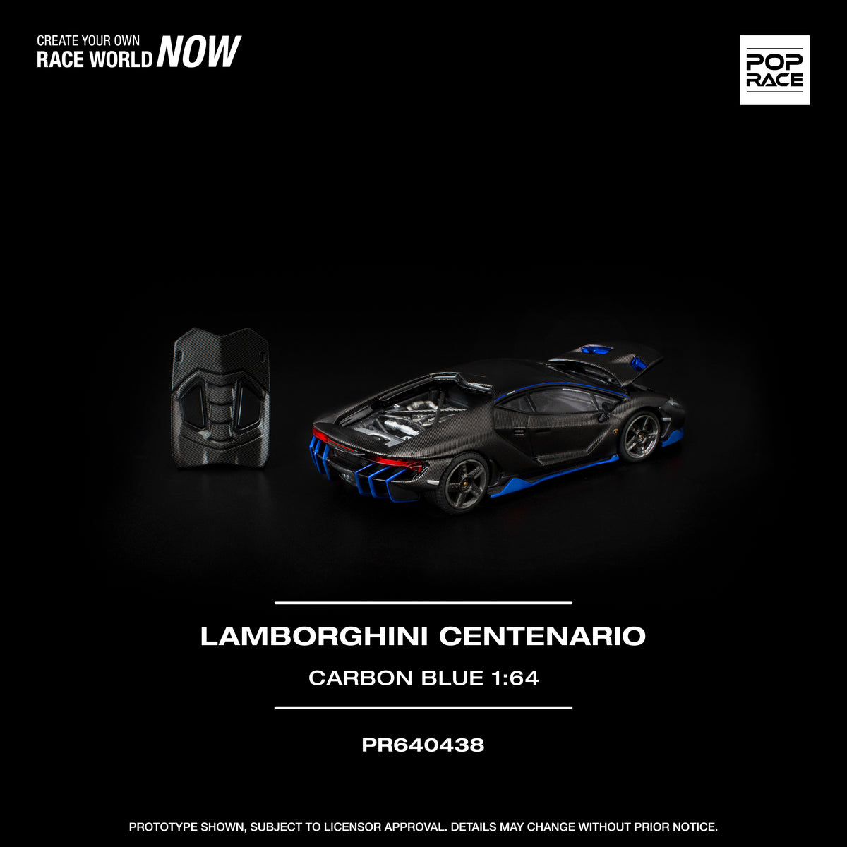 [POP RACE] 1:64 Lamborghini Centenario Carbon Blue - Toy Space Diecast Online Store Singapore