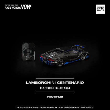 [POP RACE] 1:64 Lamborghini Centenario Carbon Blue - Toy Space Diecast Online Store Singapore