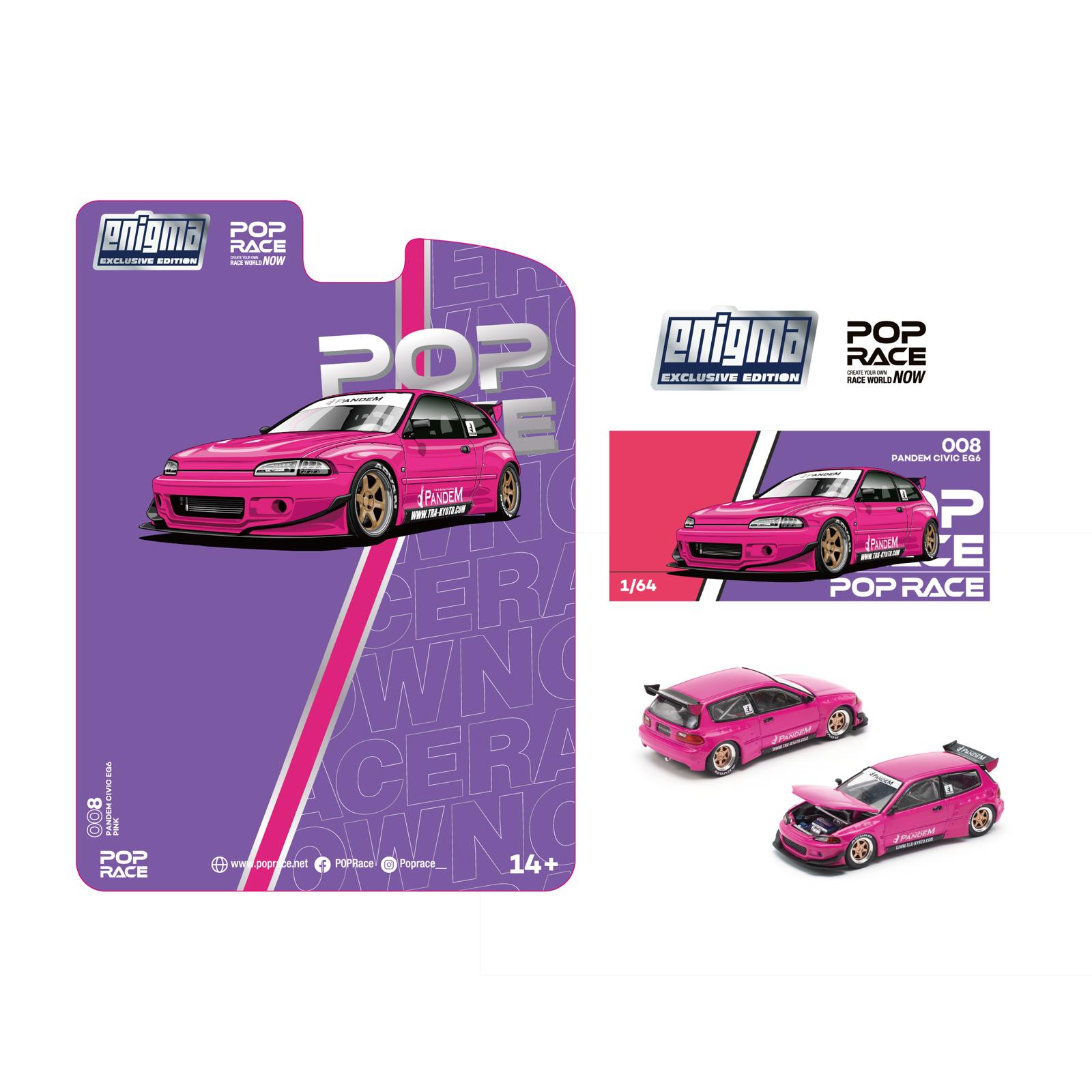 [POP RACE] 1:64 Pandem Civic EG6 Pink Blister Packaging