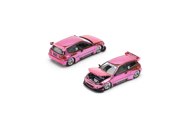 [POP RACE] 1:64 Pandem Civic EG6 Pink Blister Packaging