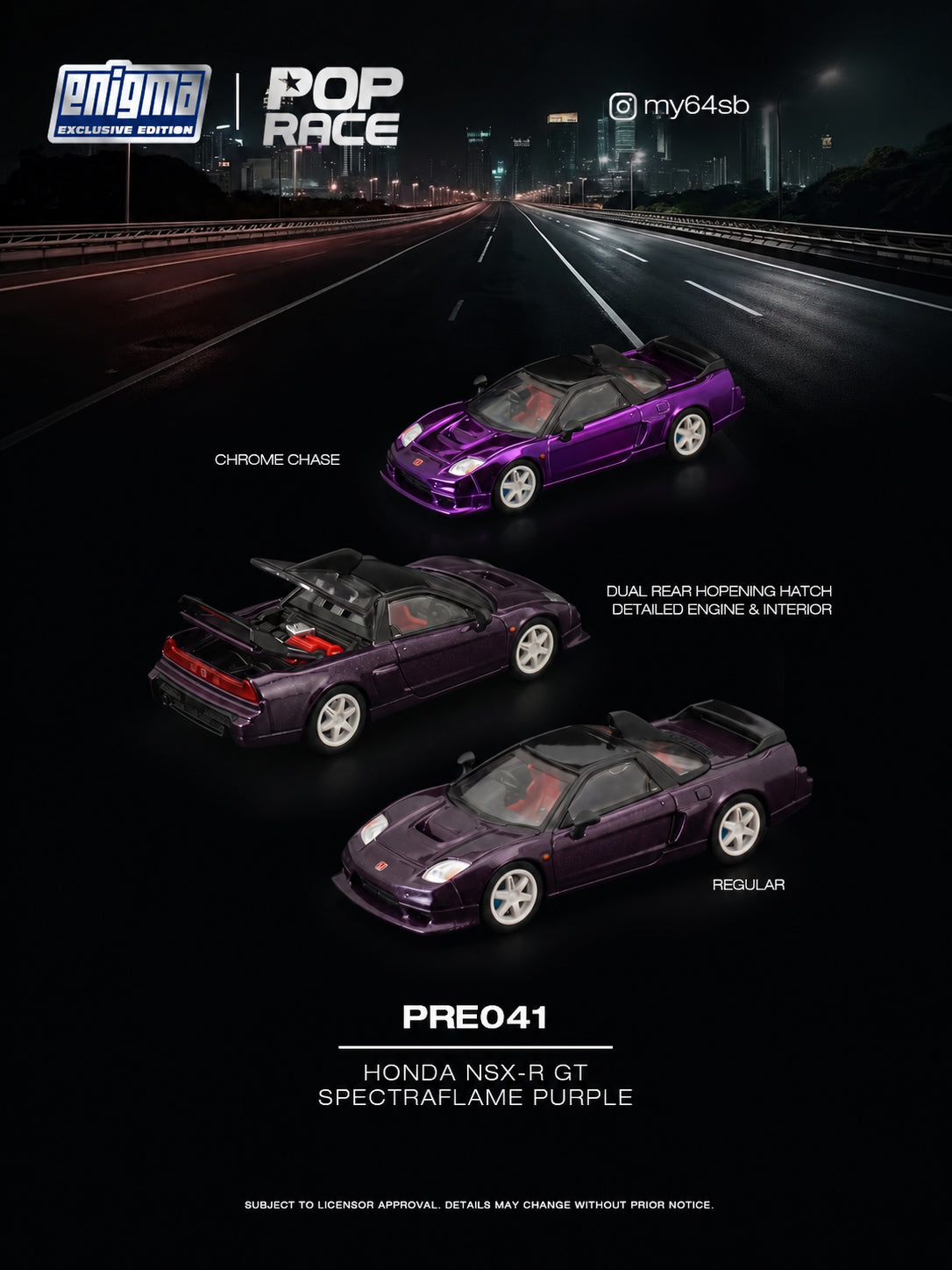 [POP RACE] 1:64 Honda NSX-R GT Spectraflame Purple Blister Packaging