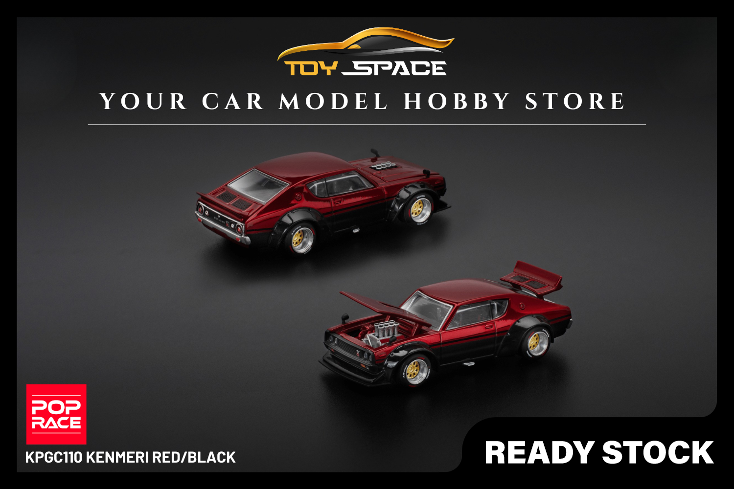 [POP RACE] 1:64 KPGC110 Kenmeri Red/Black - Toy Space Diecast Online Store Singapore