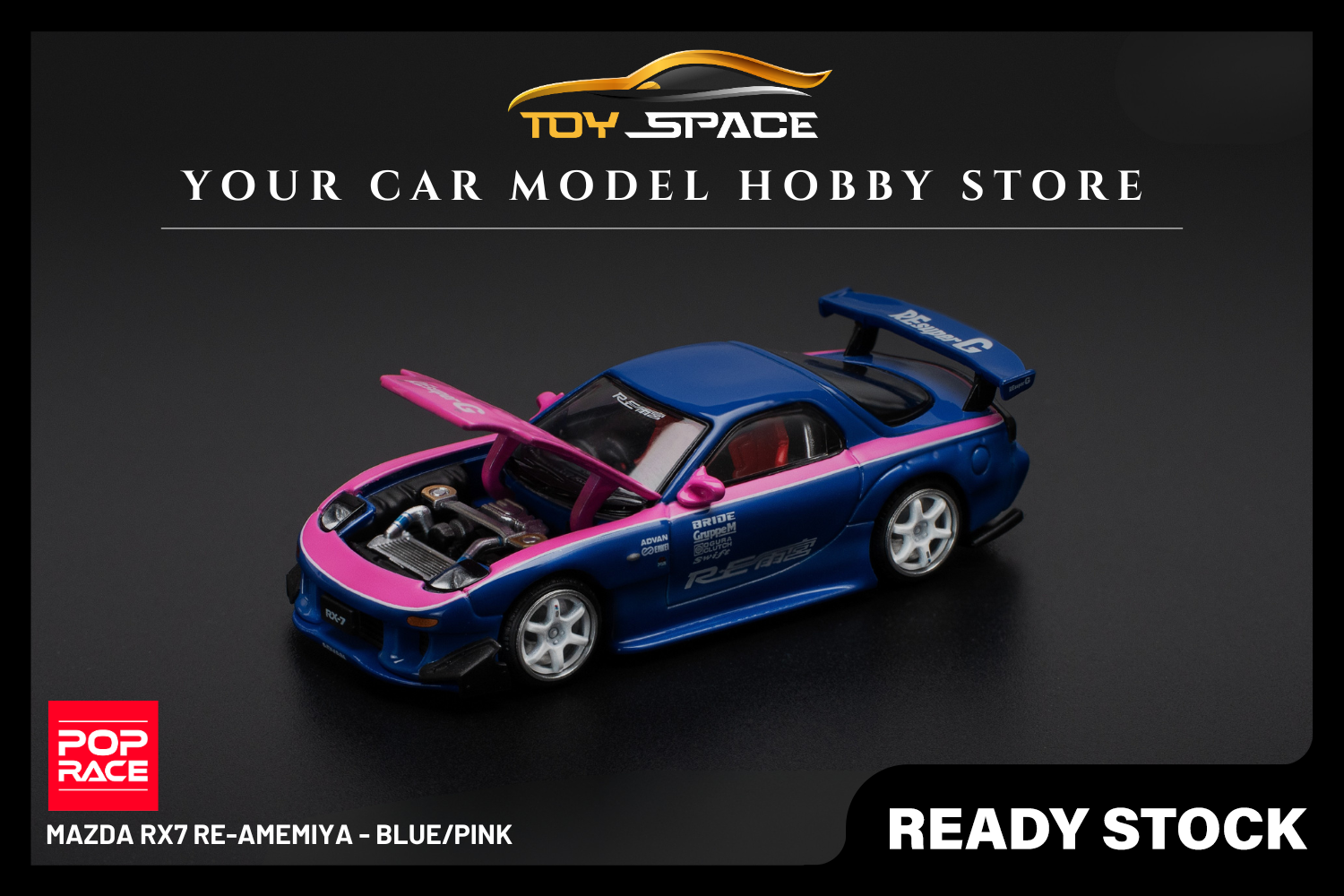 [POP RACE] 1:64 Mazda RX7 Re-Amemiya - Blue/Pink