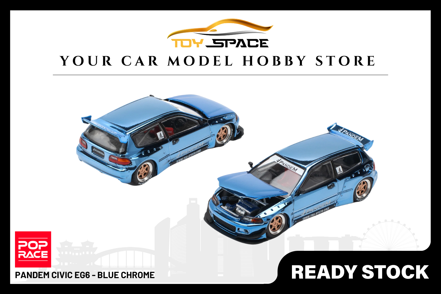 [POP RACE] 1:64 PANDEM Civic EG6 - Blue Chrome