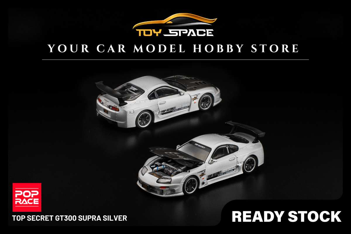[POP RACE] 1:64 Top Secret GT300 Supra Silver - Toy Space Diecast Online Store Singapore