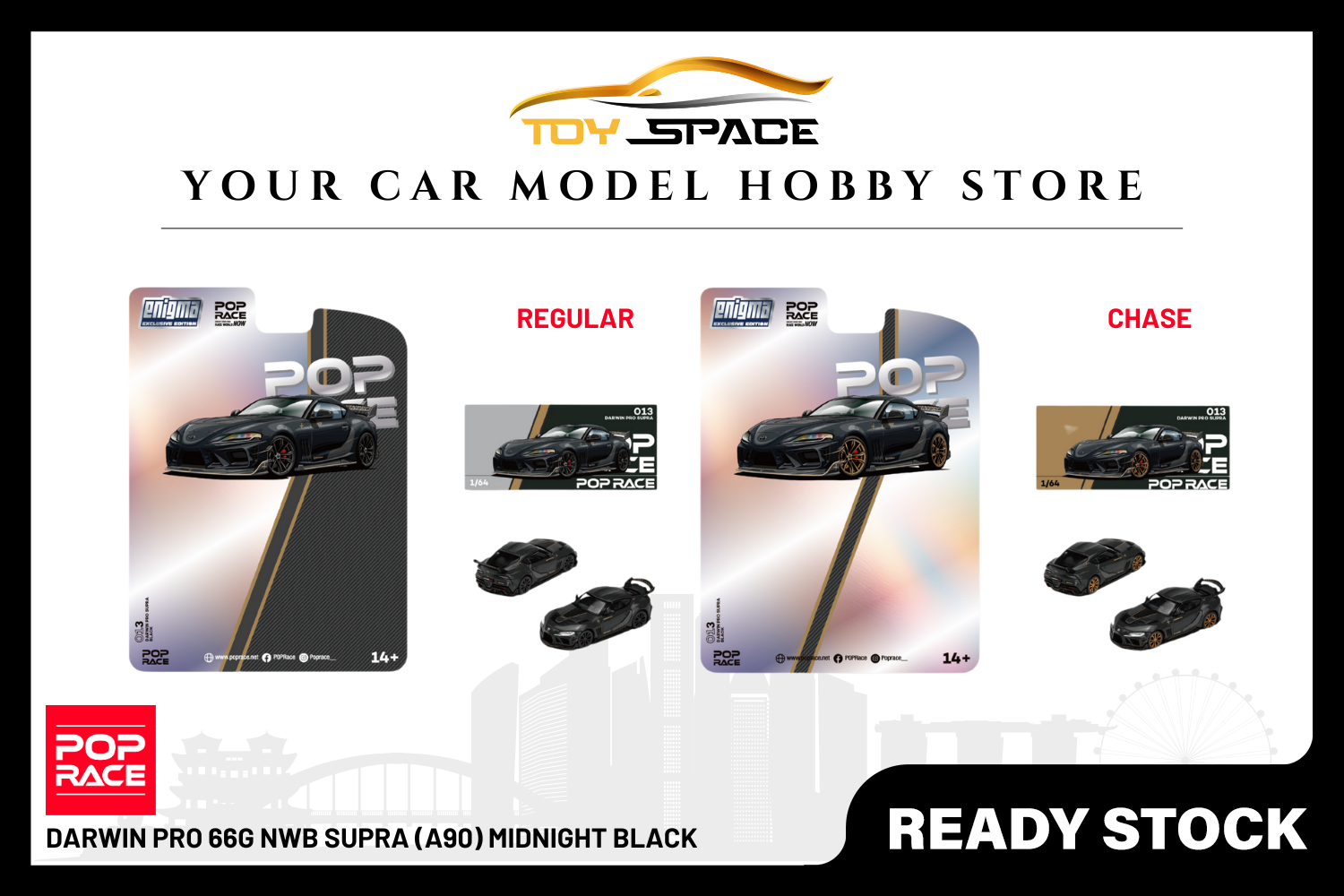 [POP RACE] 1:64 Darwin Pro 66G NWB Supra (A90) Midnight Black