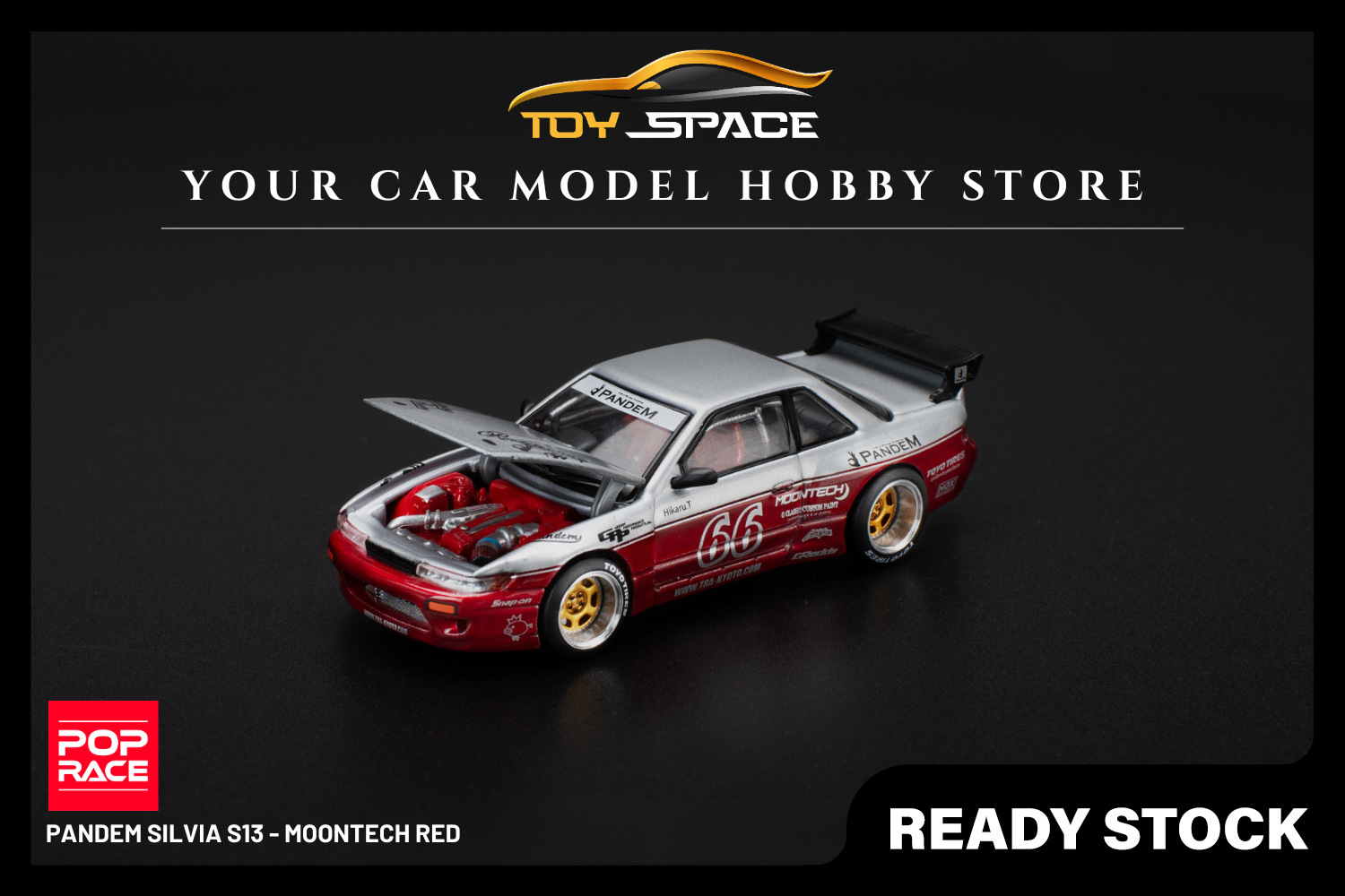 [POP RACE] 1:64 PANDEM Silvia S13 - Moontech Red