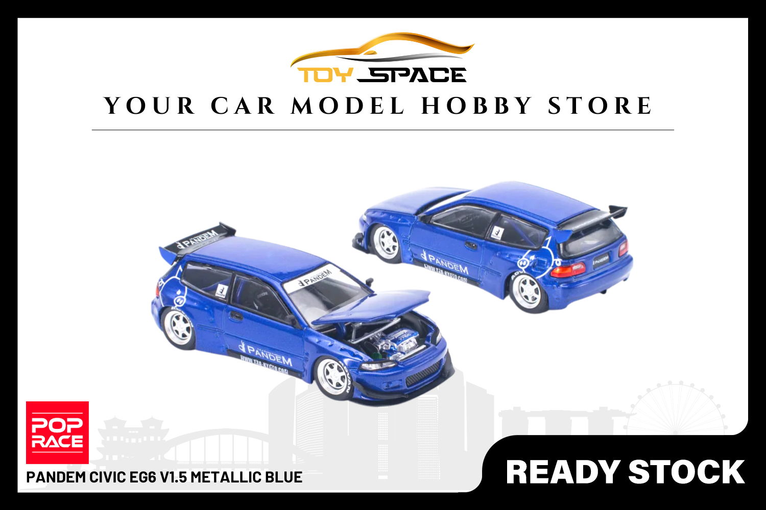 [POP RACE] 1:64 Pandem Civic EG6 V1.5 Metallic Blue